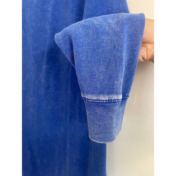 Coldwater Creek Blue Distressed Longline Sweatshirt With Pockets Size M - Picture 2 of 6